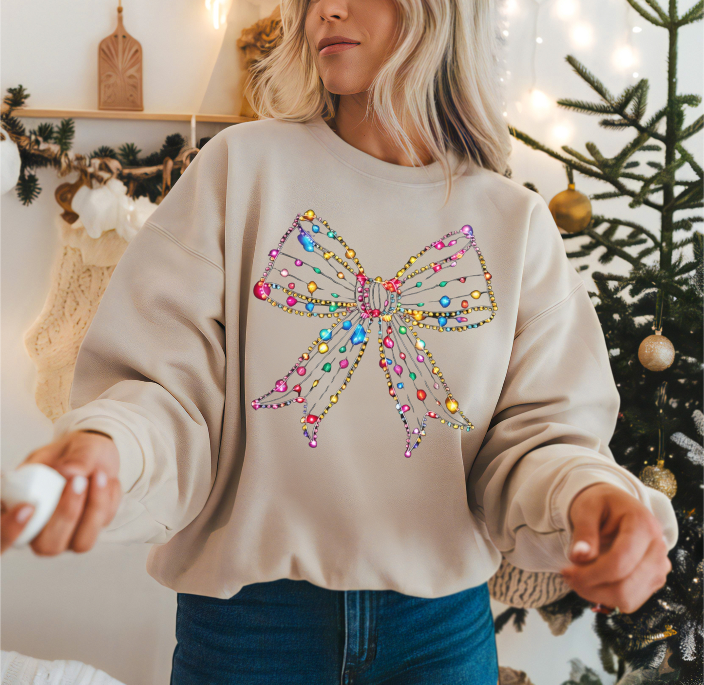 Christmas Gem Bow Sweatshirt